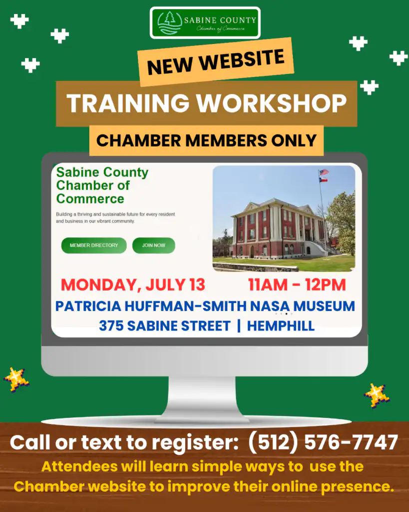 Sabine County Chamber of Commerce 1 Blue White and Brown Fun Training Workshop Instagram Post (1)